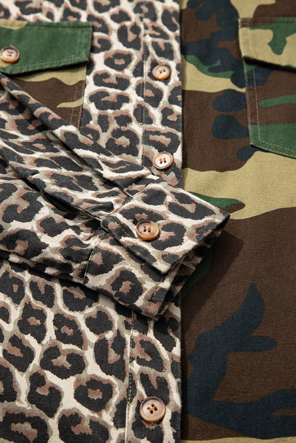 Leopard Camo Patchwork Oversized Shacket