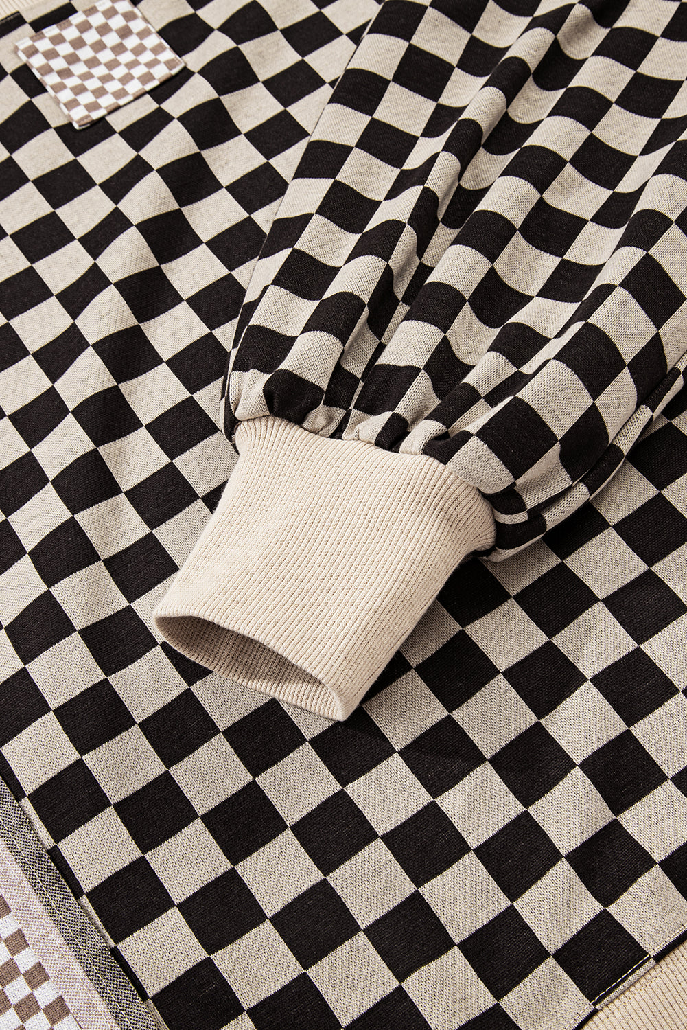 Checker Patchwork Long Sleeve Top