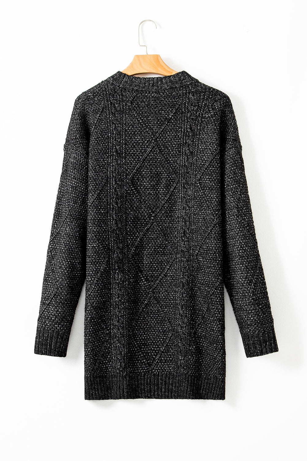 Cable Knit Drop Shoulder Sweater Dress