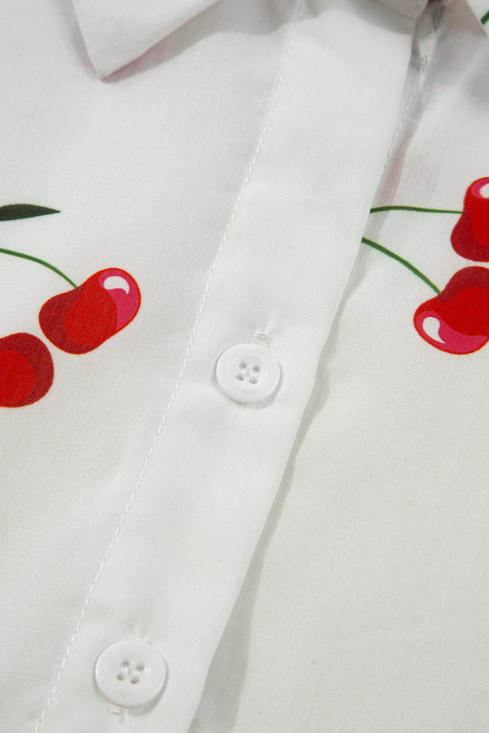 Cherry Frilled Collar 3/4 Sleeve Babydoll Blouse