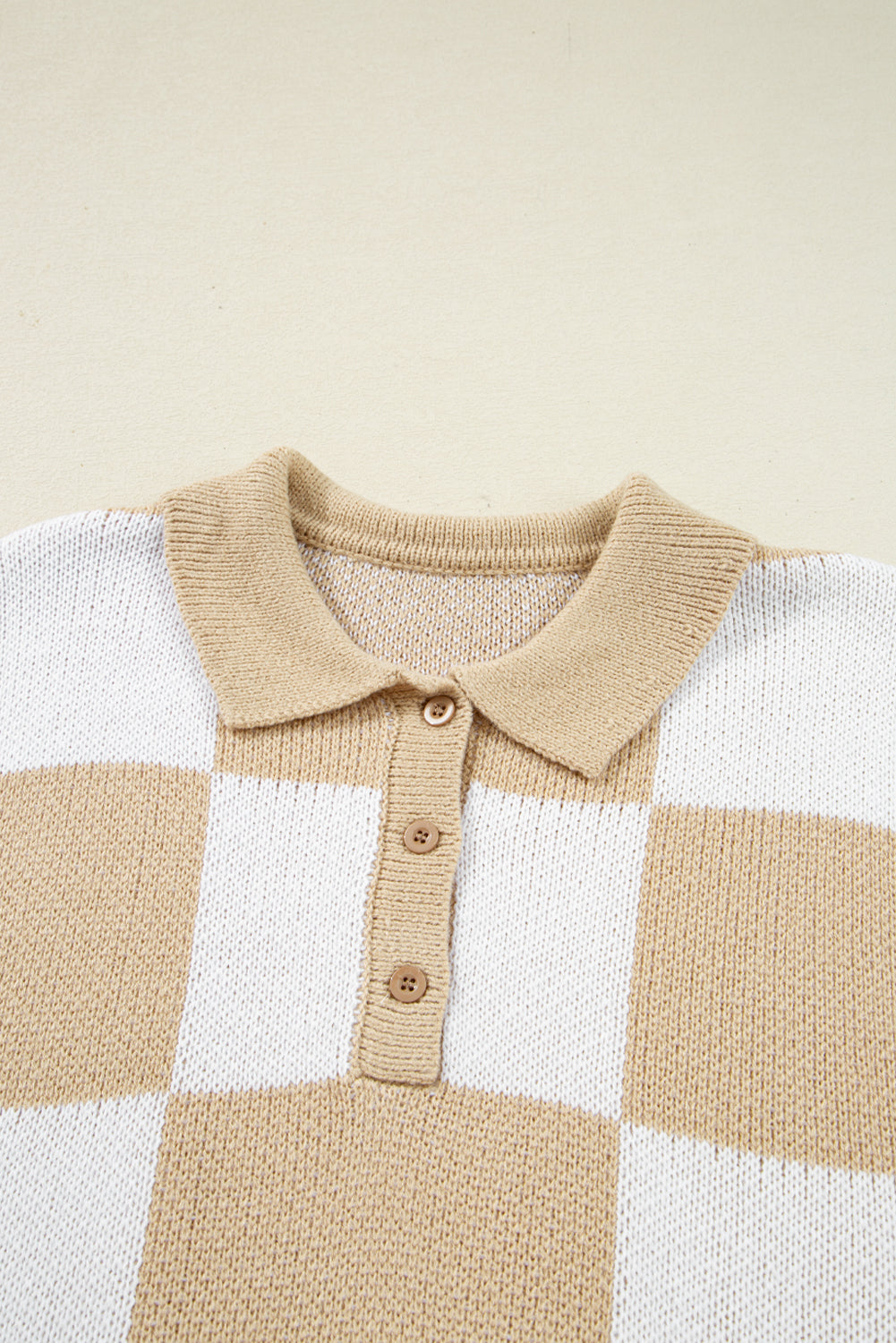 Checker Collared Long Sleeve Sweater
