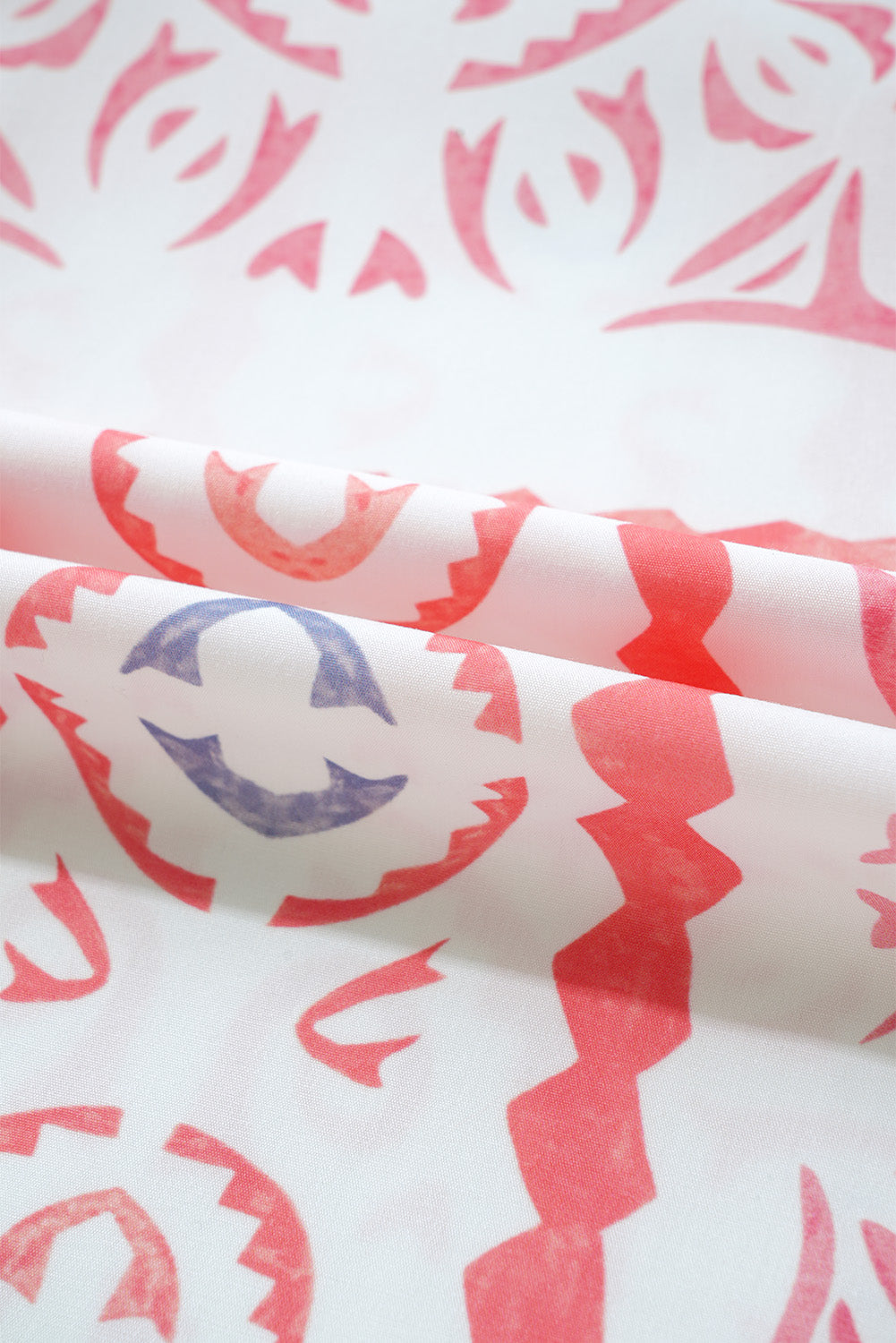 Abstract Poet Collar Smocked Long Sleeve Blouse