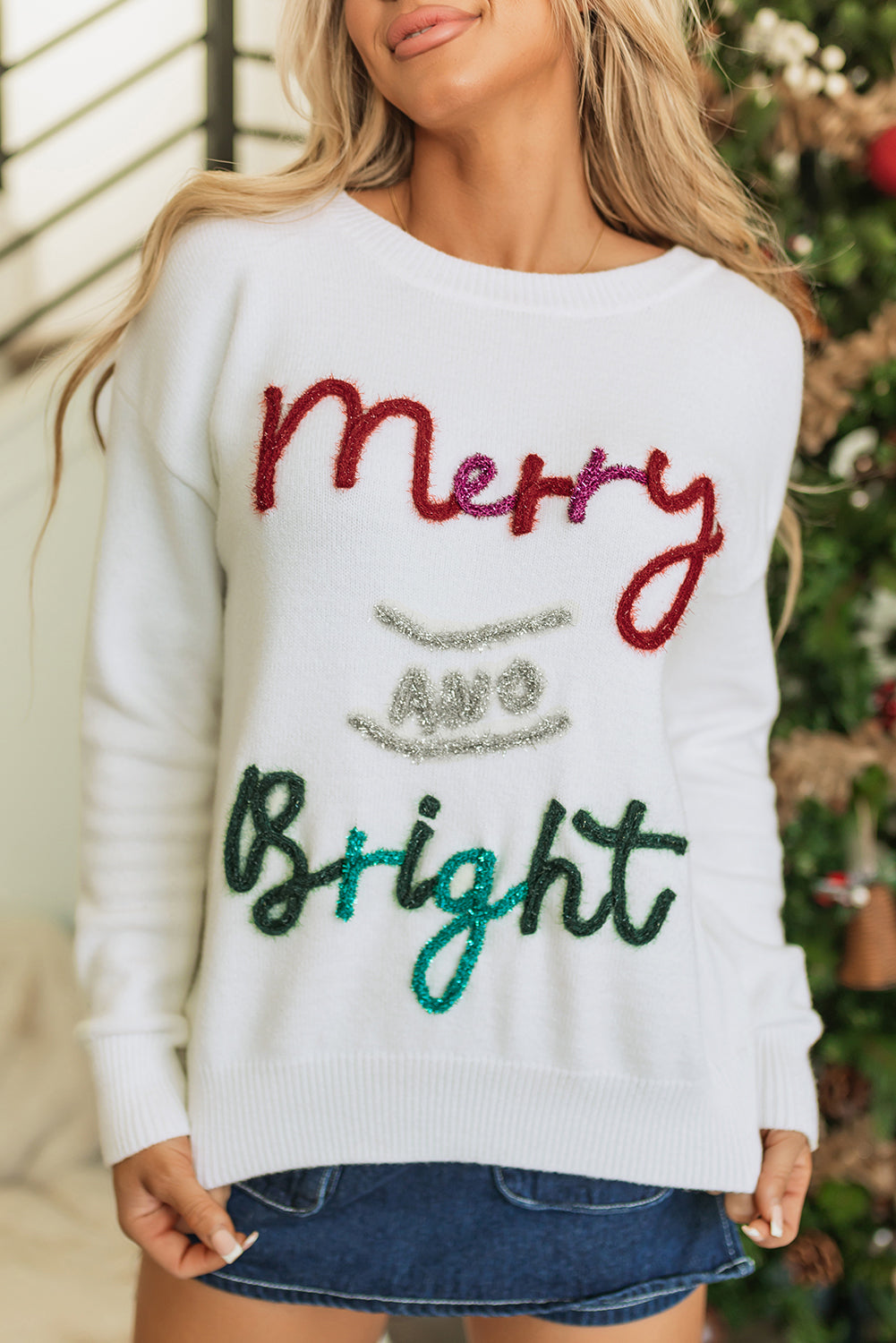 Christmas Merry and Bright Tinsel Sweater