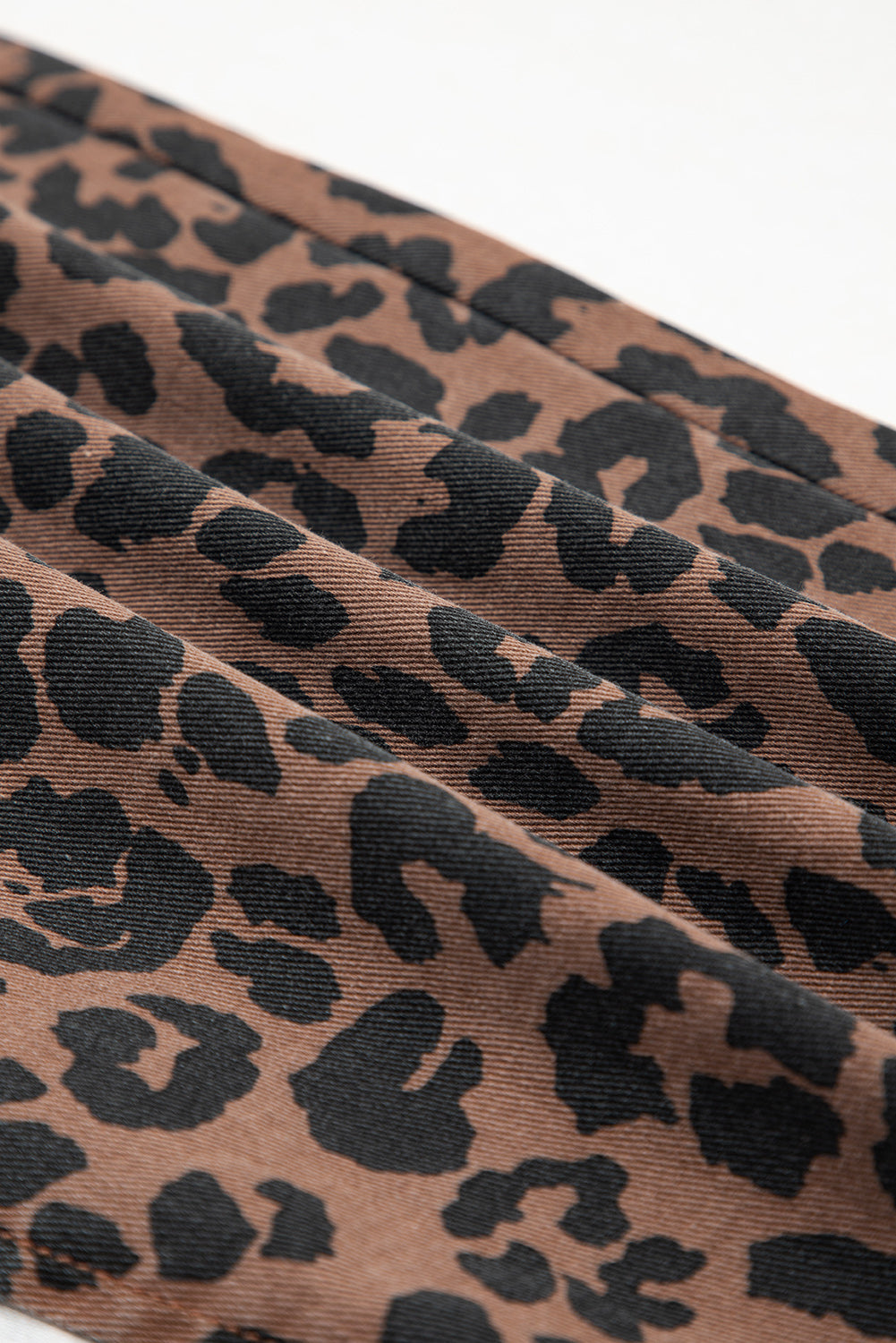 Leopard Denim Frayed Hem Midi Skirt