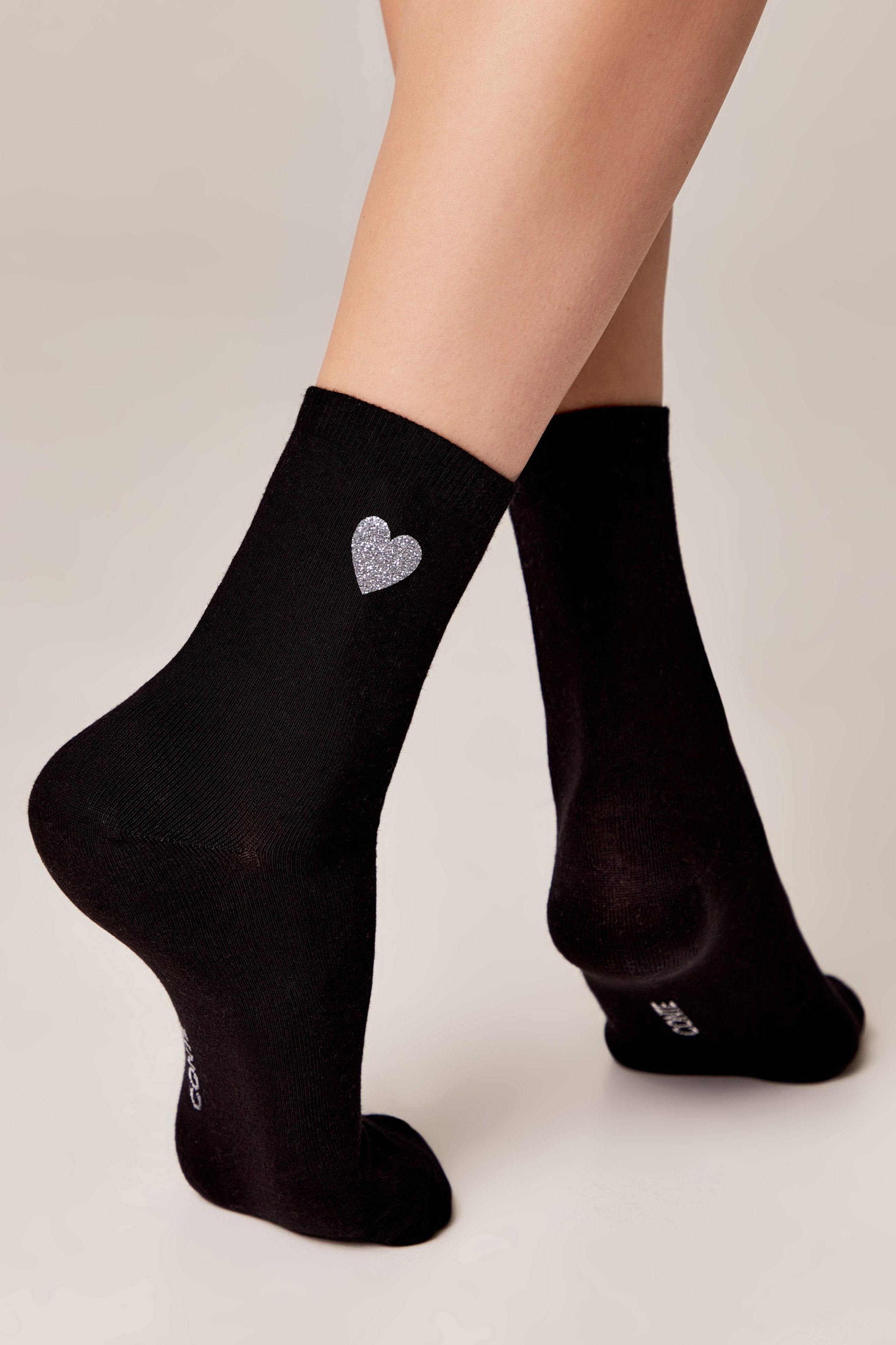 Cotton Socks Conte Classic 427 - Shimmering Heart Pattern