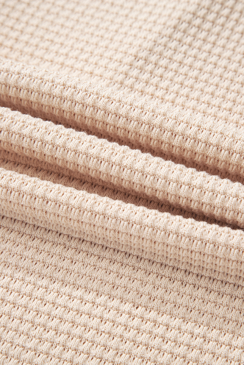 Waffle Patchwork Drop Shoulder Long Sleeve Hooded Top