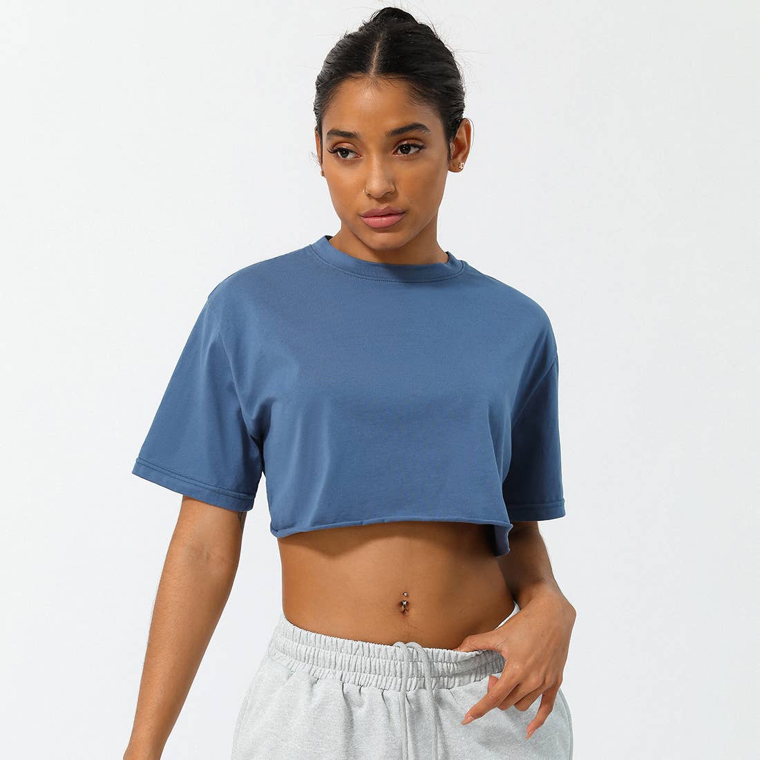 Well-in Vogue Women Loose Sport Crop Top T-Shirt