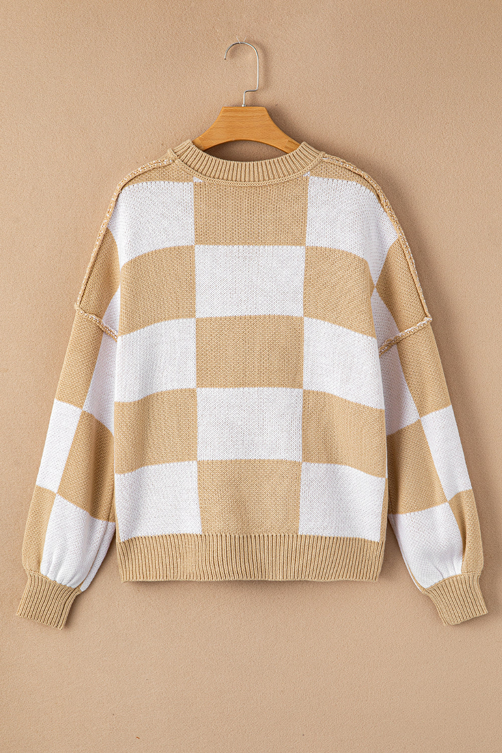 Checker Bishop Sleeve Sweater