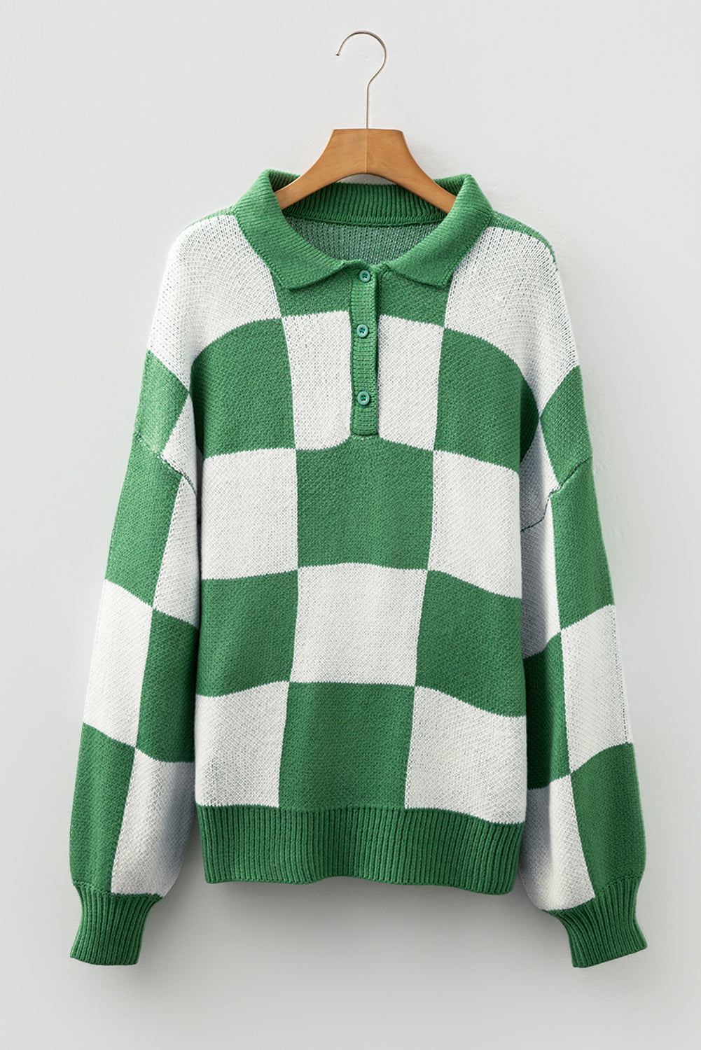 Checker Collared Long Sleeve Sweater