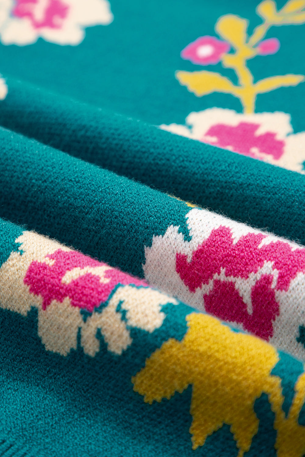 Floral Knit Crewneck Short Sleeve Top