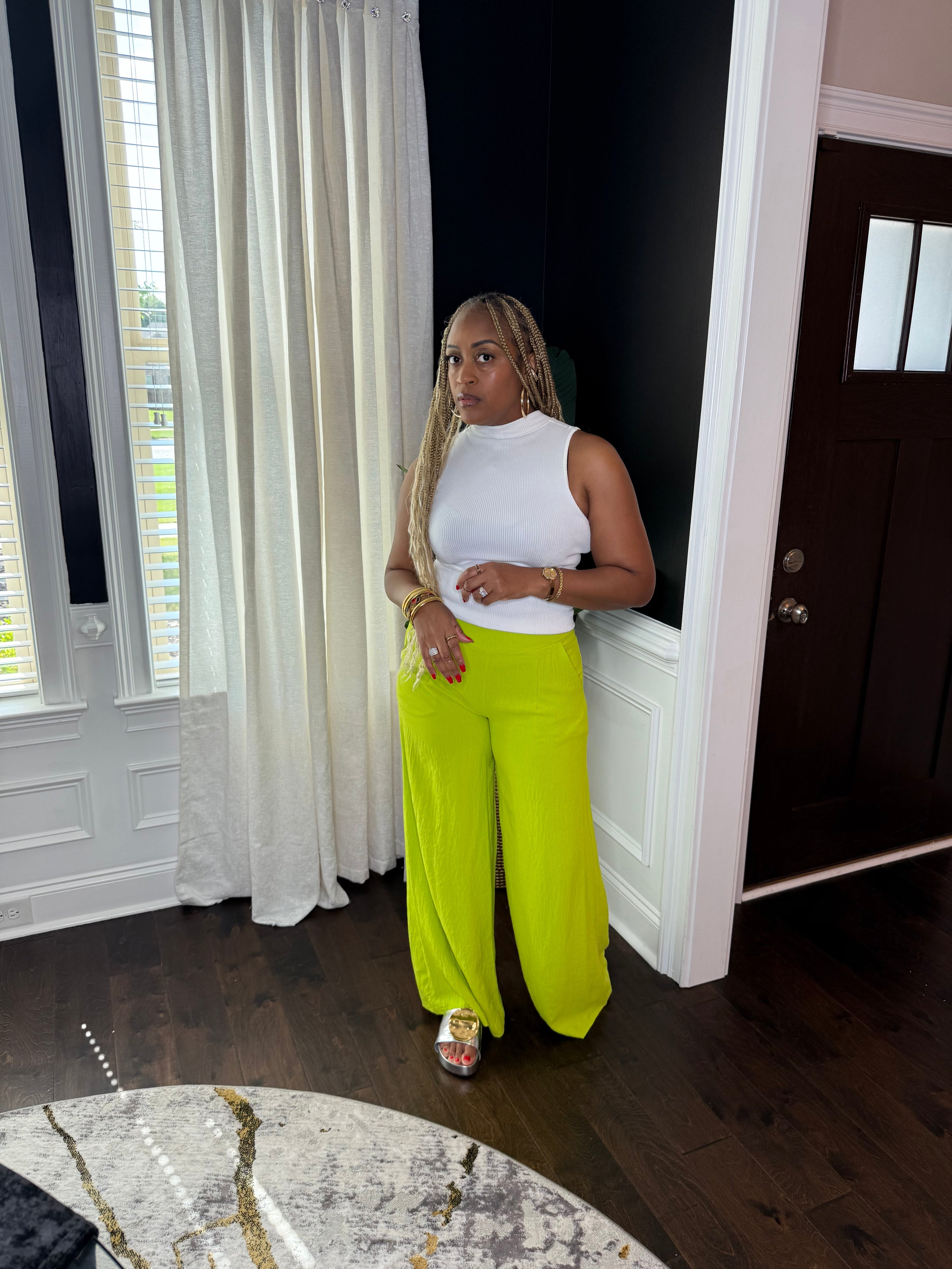 Lime Wide Leg Pants
