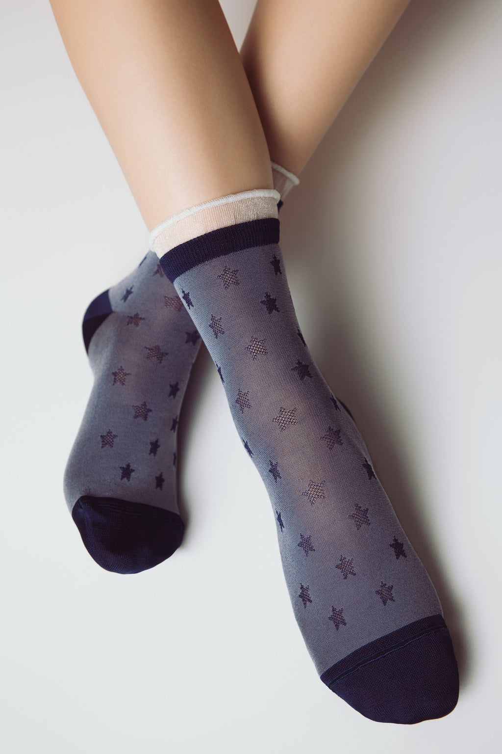 Conte Socks Classic - 491 Glossy Pattern and Decorative Transparent Mesh