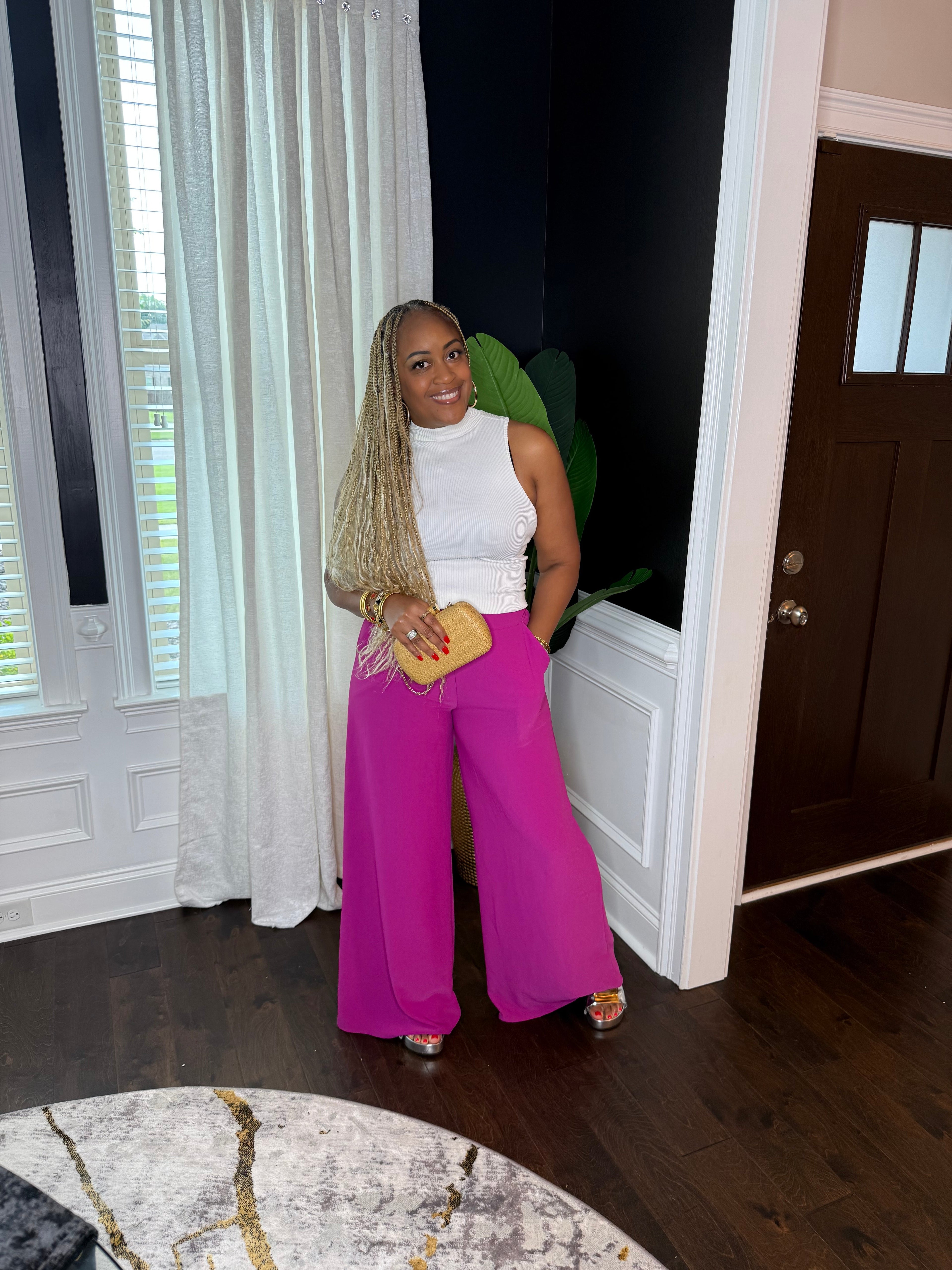 Magenta Wide Leg Pants