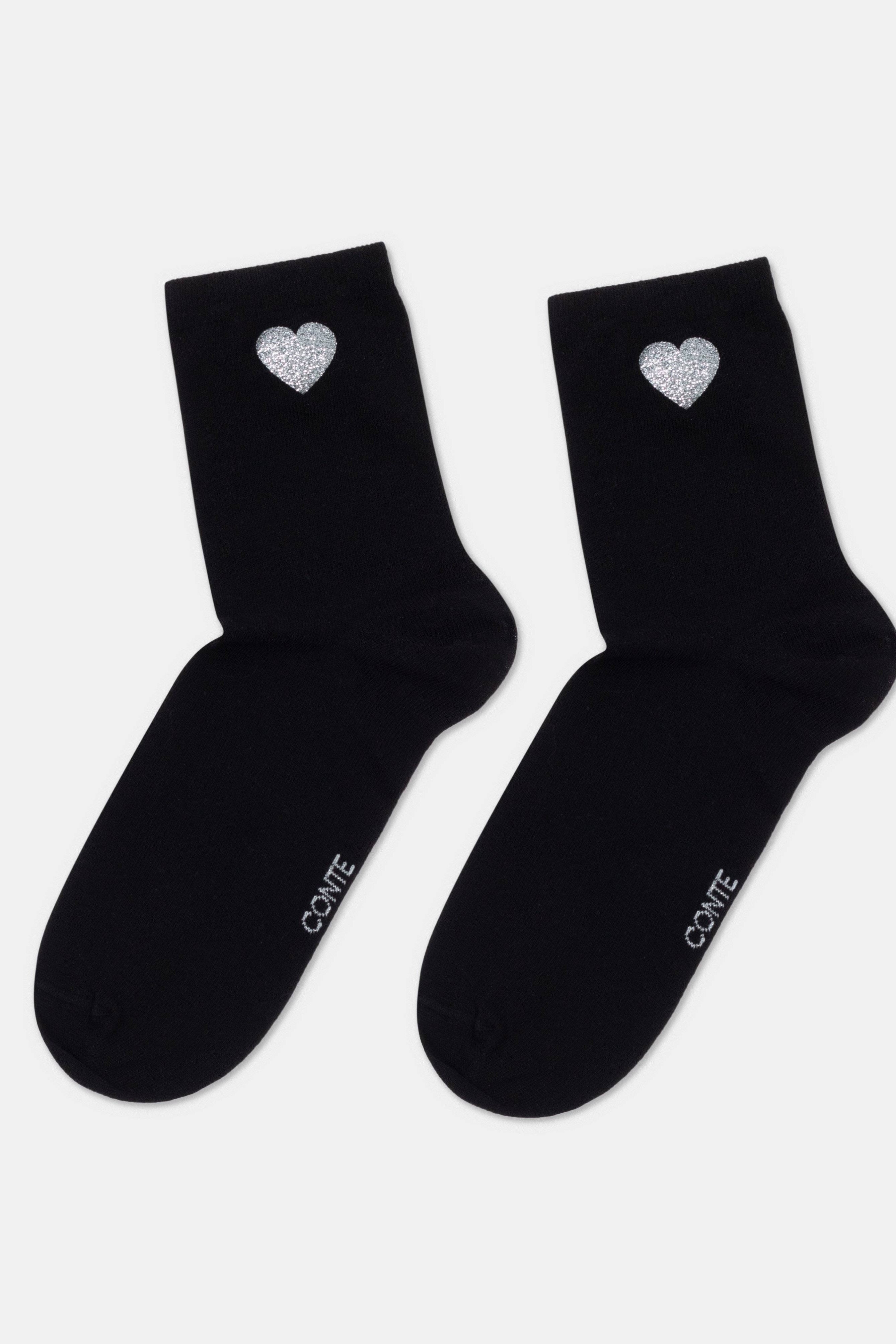 Cotton Socks Conte Classic 427 - Shimmering Heart Pattern
