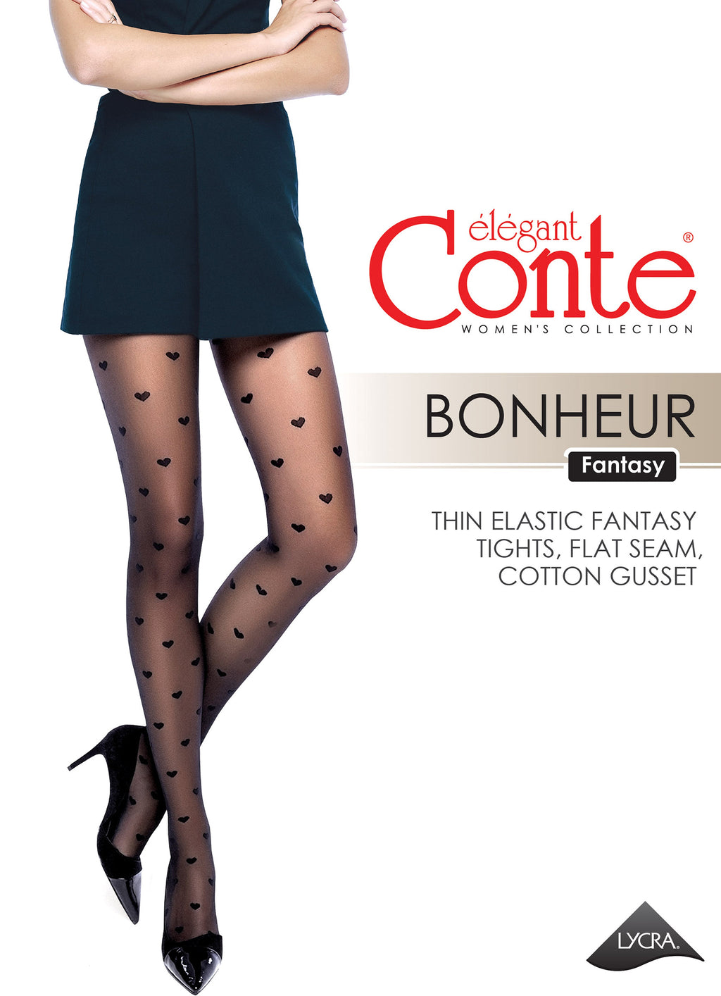 Fantasy Tights Conte Bonheur - Hearts Pattern