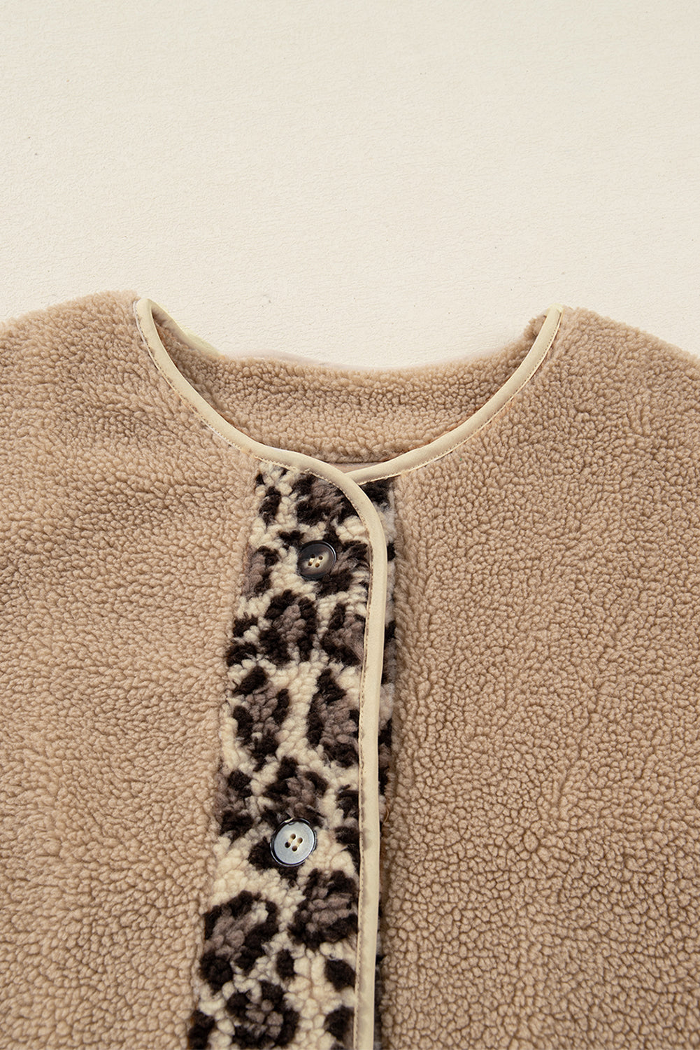 Leopard Plush Pocketed Jacket