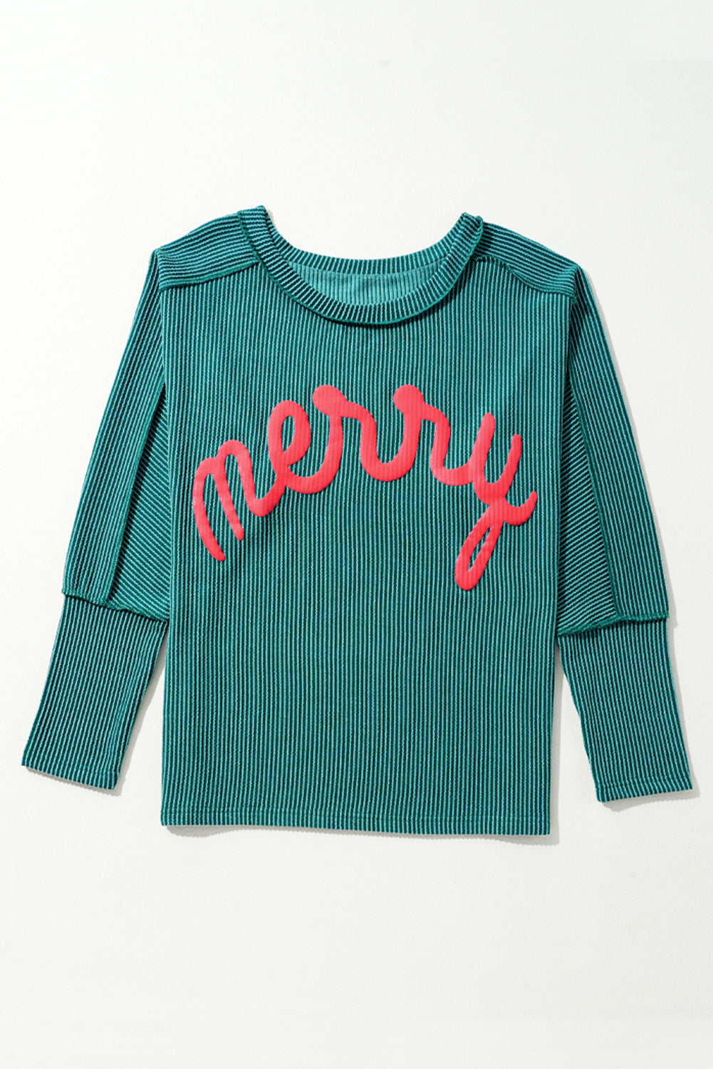 Christmas Merry Corded Batwing Long Sleeve Top