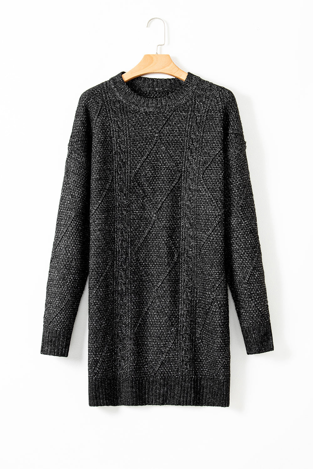 Cable Knit Drop Shoulder Sweater Dress