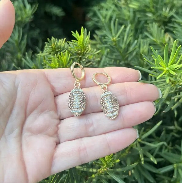 Football Rhinestone Huggie Hoop Earrings Gameday