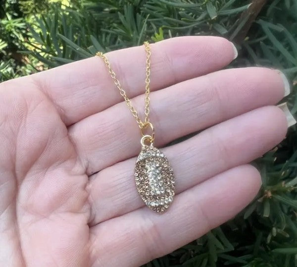 Rhinestone Football Charm Necklace Gameday