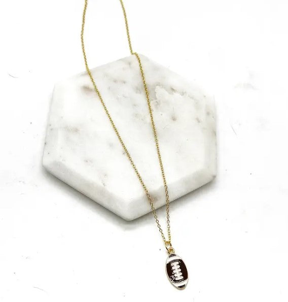 Enamel Football Charm Necklace Gameday