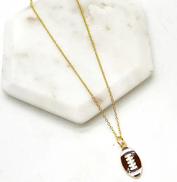 Enamel Football Charm Necklace Gameday