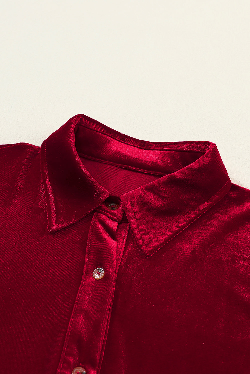 Velvet Button-Up Long Sleeve Ruffle Dress