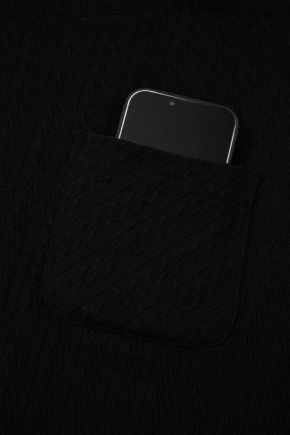 Textured Chest Pocket Top and Pants Set