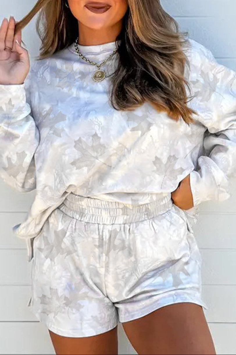 Camo Abstract Top and Elastic Waist Short Set