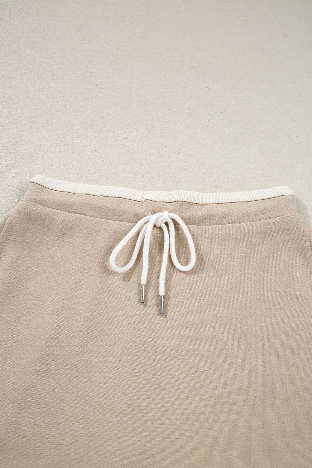 Colorblock Raw Edge Pullover and Drawstring Skirt Set