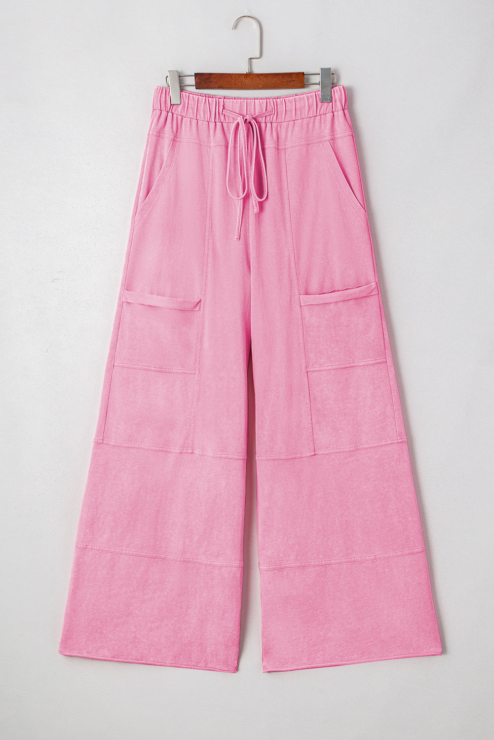 Mineral Wash Reverse Seam Drawstring Elastic Waist Pants