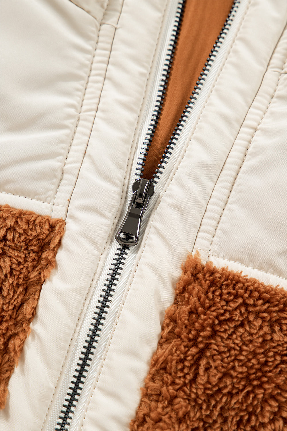 Colorblock Plush Patchwork Half-Zip Vest