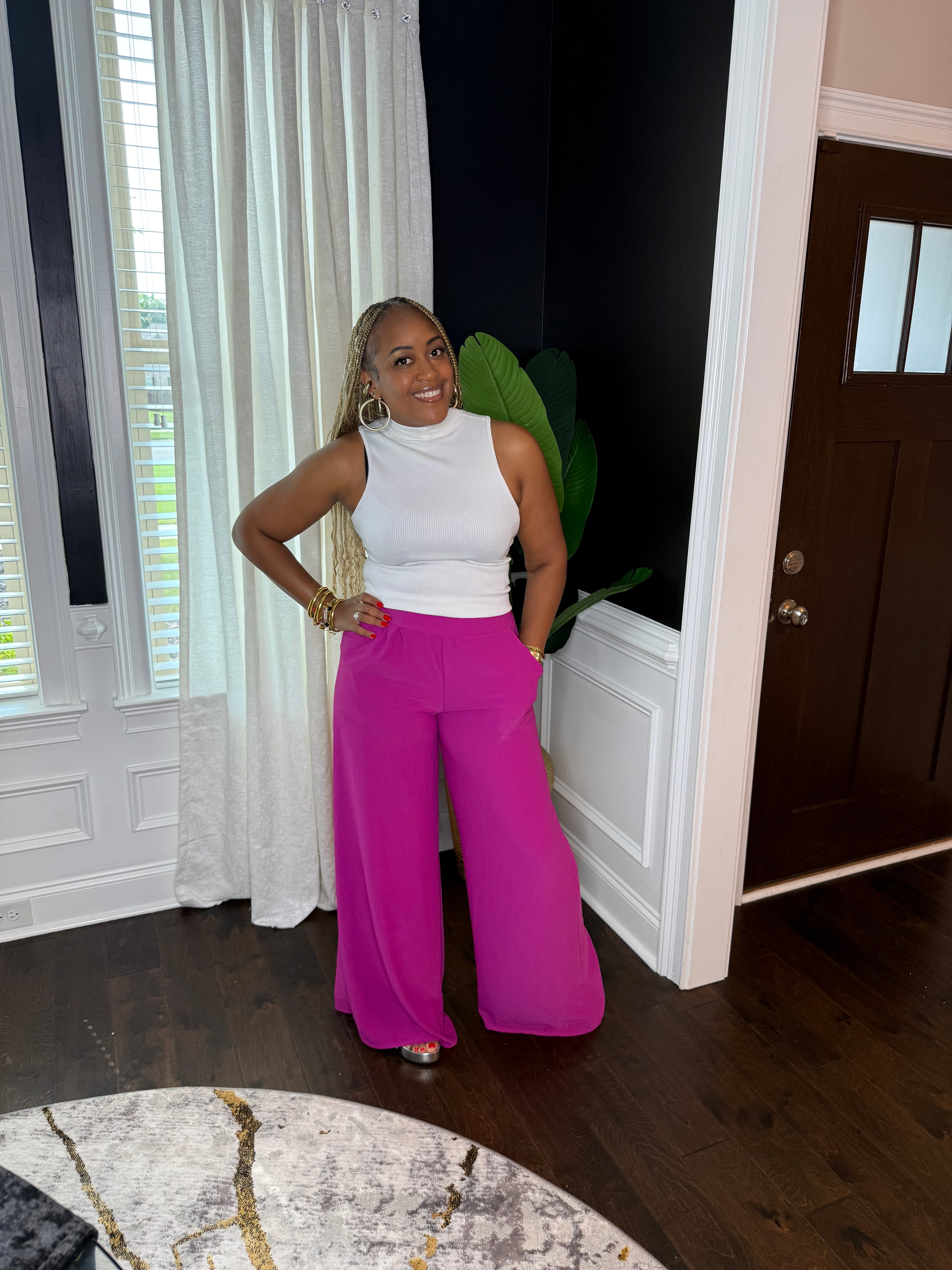 Magenta Wide Leg Pants