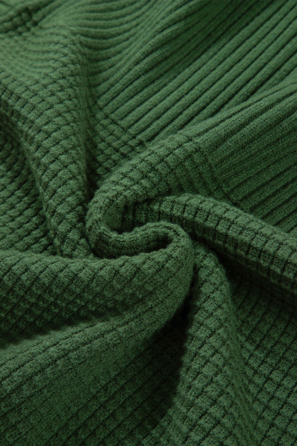 Solid Textured Knit Crewneck Sweater