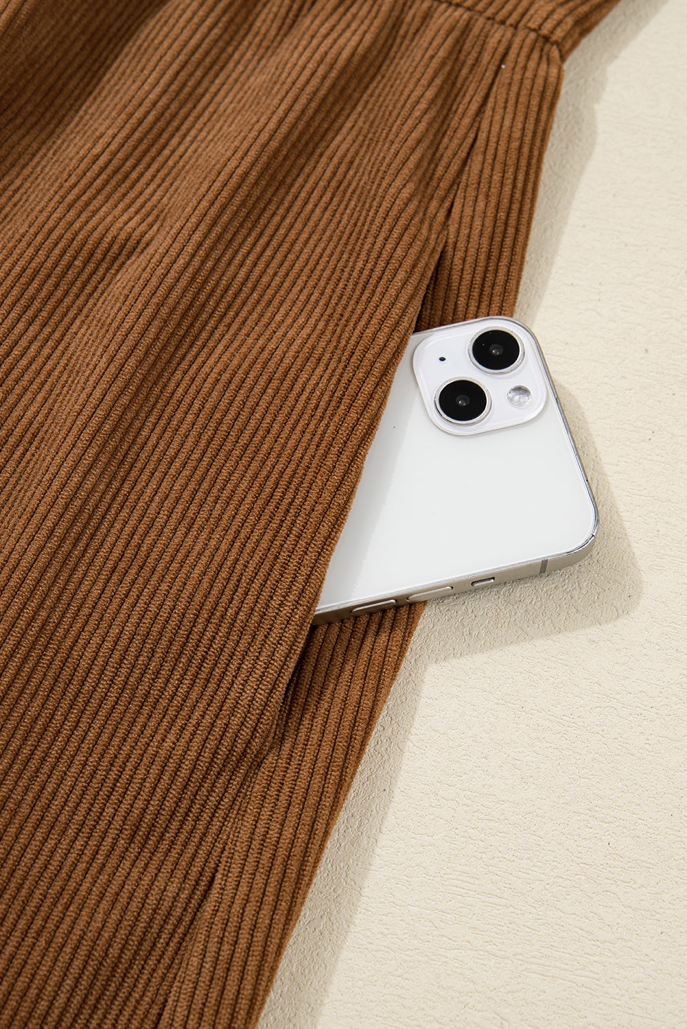 Plus Size Corduroy Button-Up Collared Shirt Dress