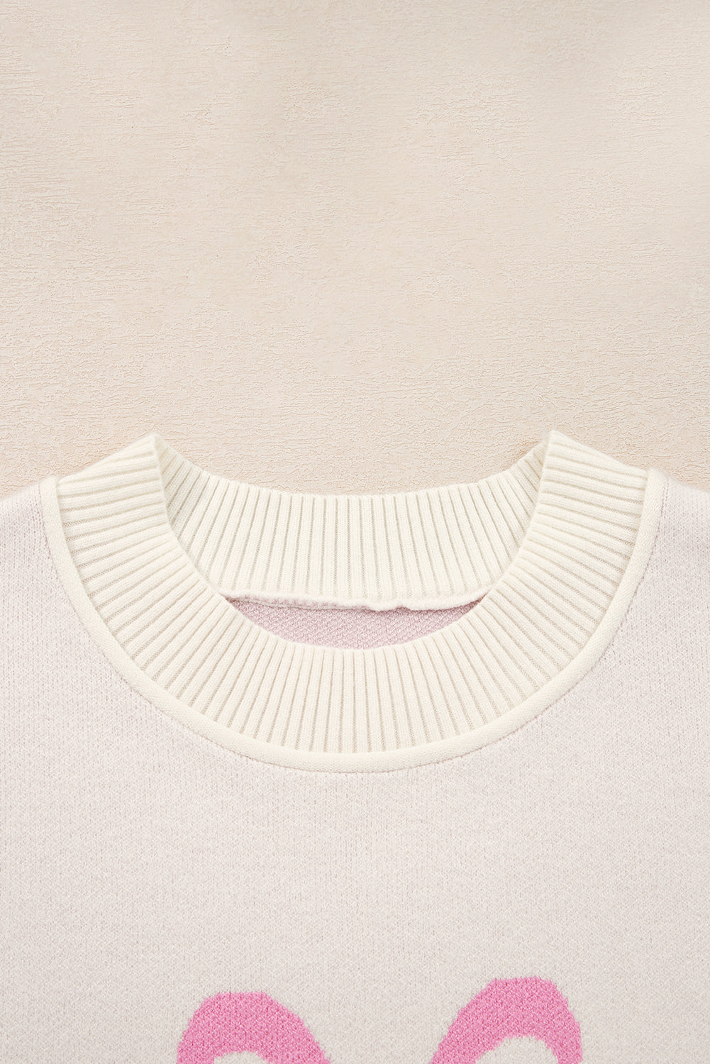 Bow Ribbed Trim Reverse Seam Drop Shoulder Sweater