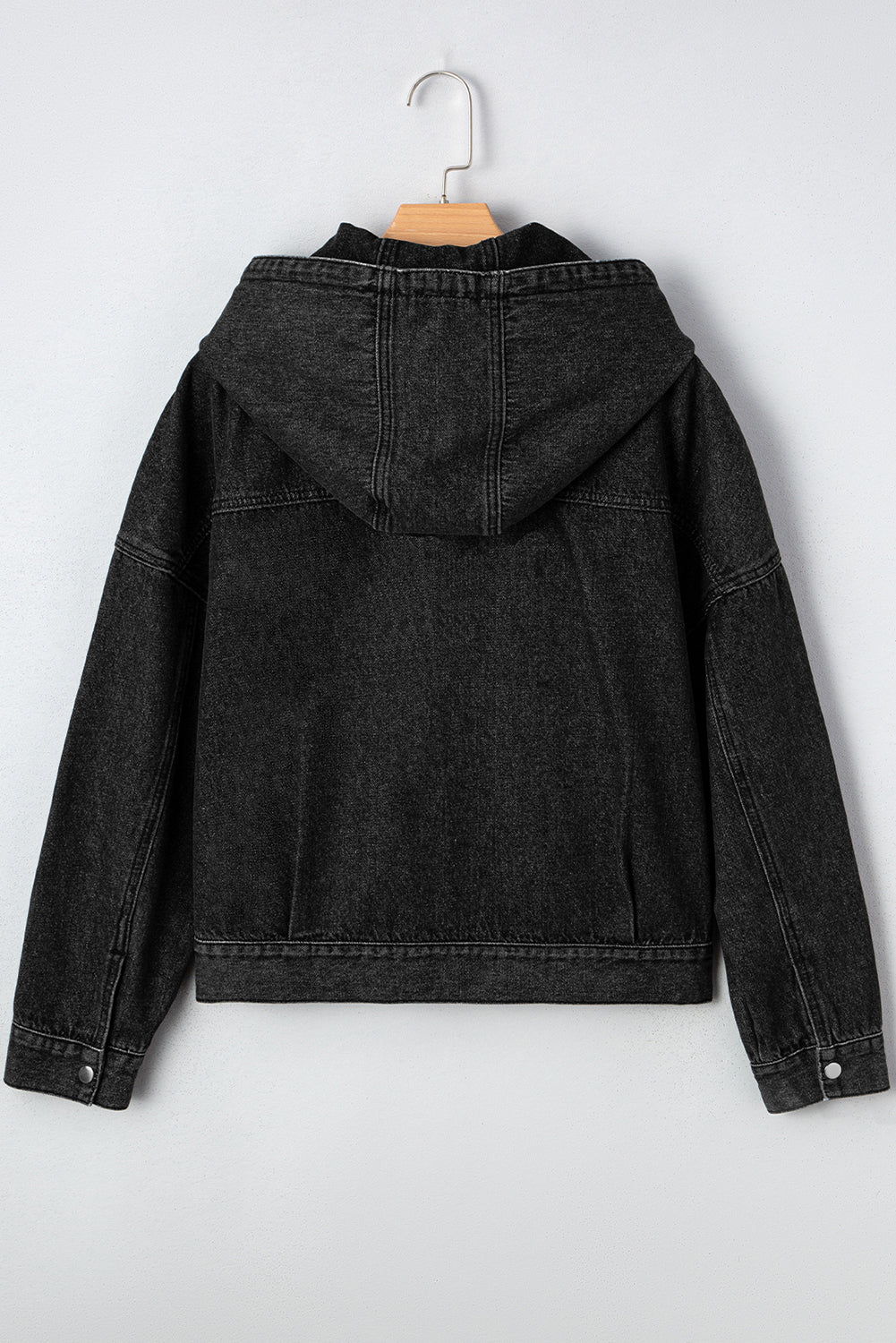 Denim Chest Pocket Drop Shoulder Hooded Jacket