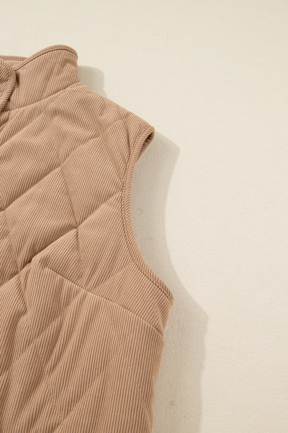 Plus Size Quilted Corduroy Snap Button Vest Jacket