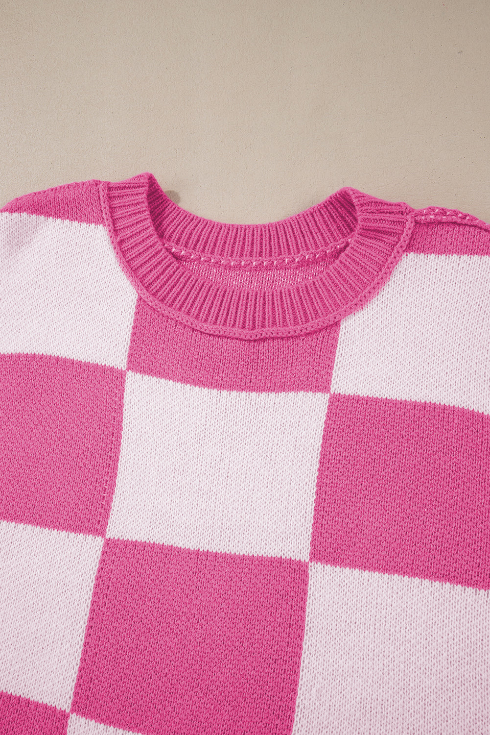 Checker Bishop Sleeve Sweater