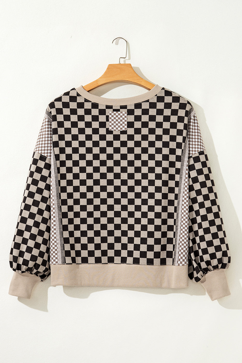 Checker Patchwork Long Sleeve Top