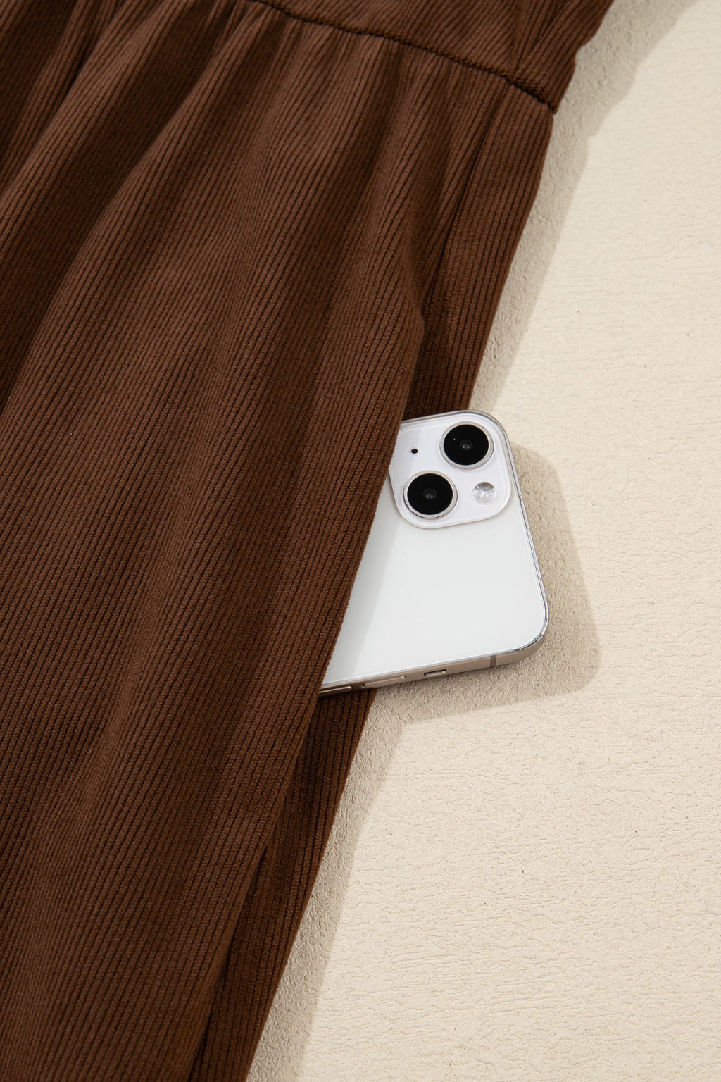 Plus Size Textured Corduroy Embroidered Neckline Midi Dress