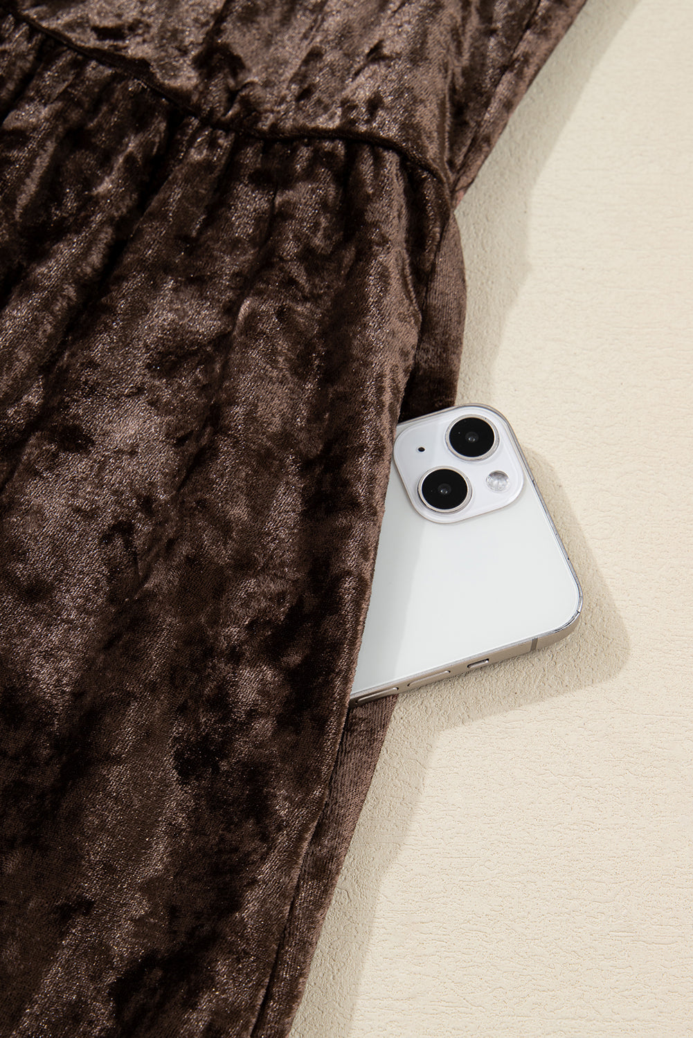 Plus Size Velvet Puff Sleeve Babydoll Mini Dress