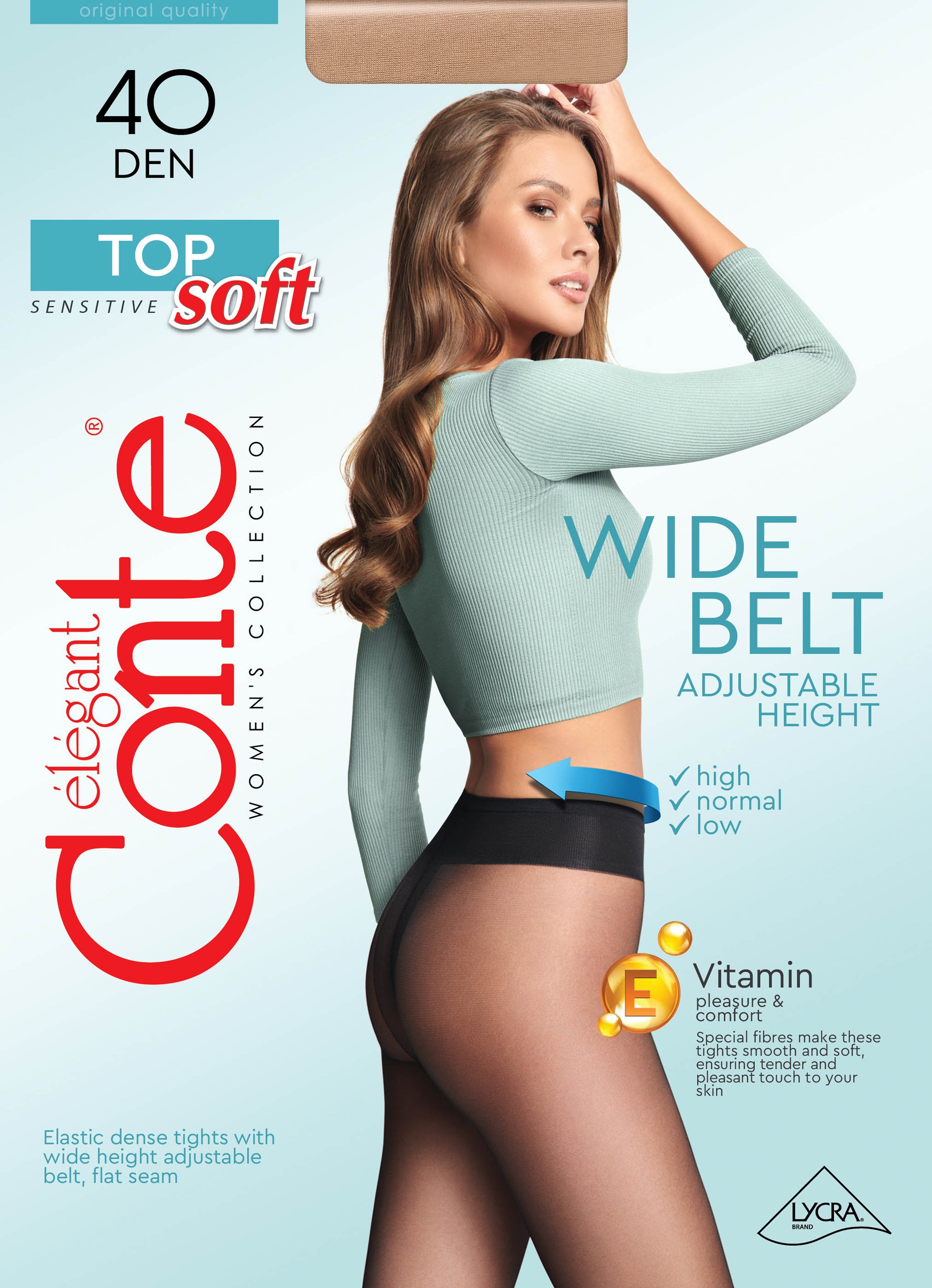 Tights Conte Top Soft 40 Den - Adjustable Fit for Sensitive Skin