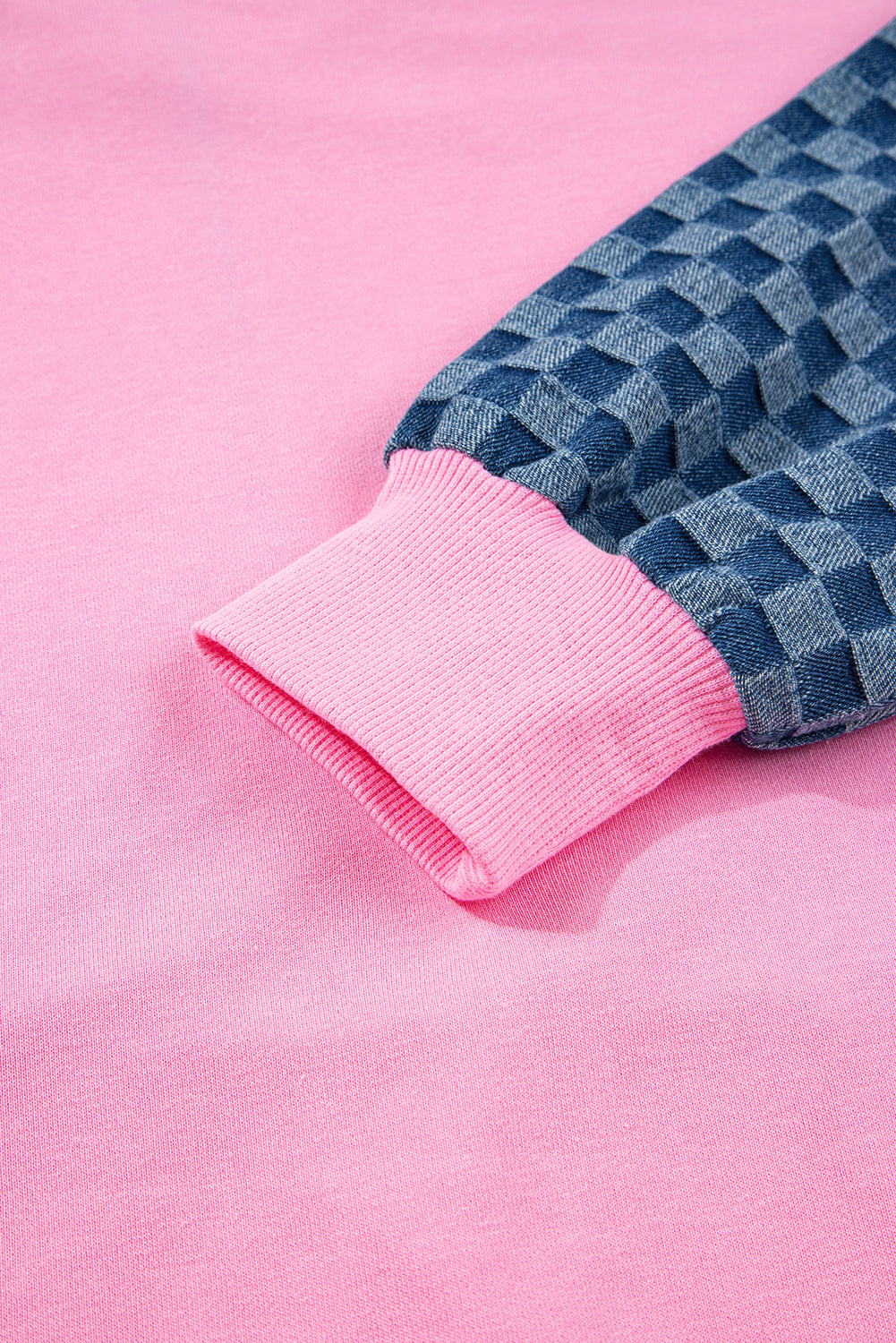 Checker Patchwork Kangaroo Pocket Half-Zip Hoodie