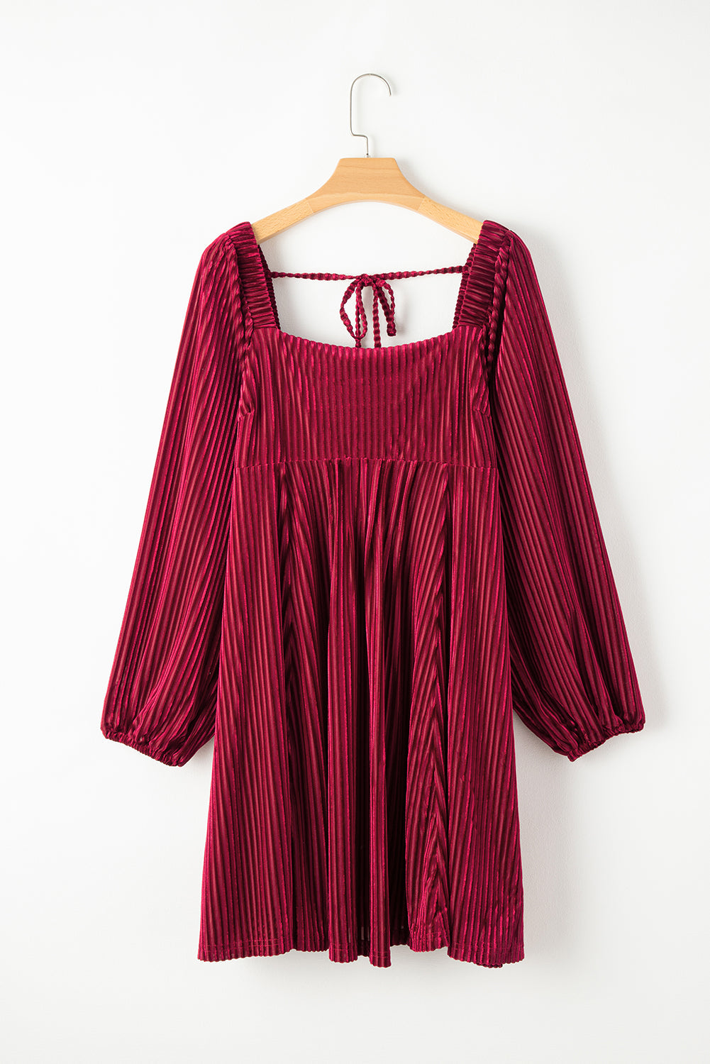 Velvet Tie-Back Square Neck Babydoll Dress