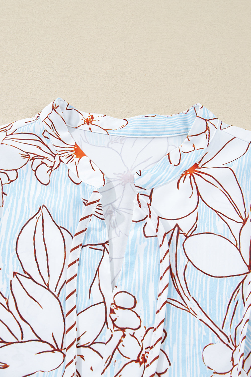 Floral Tie Neck Long Sleeve Mini Dress