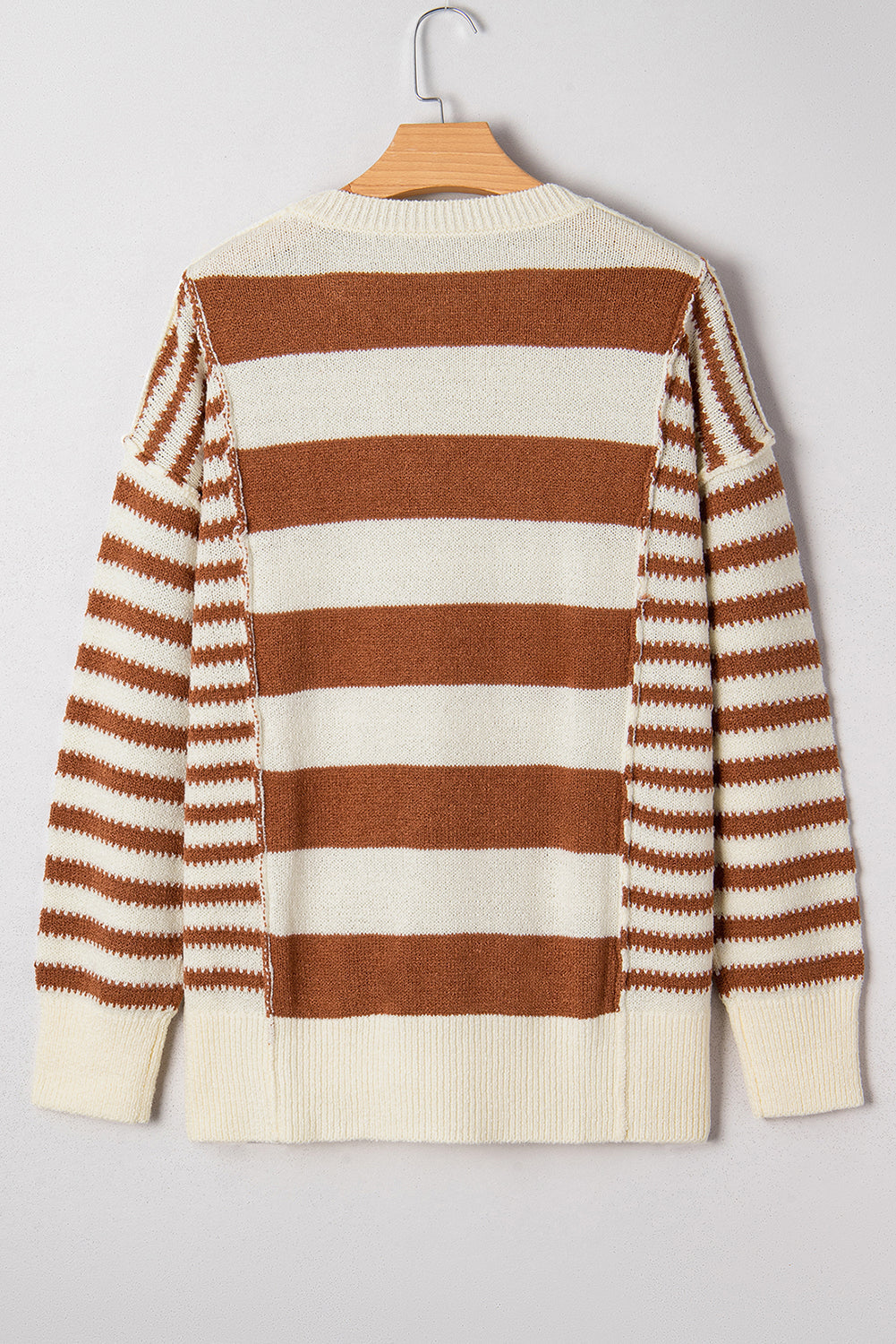Stripe Patchwork Drop Shoulder Sleeve Sweater