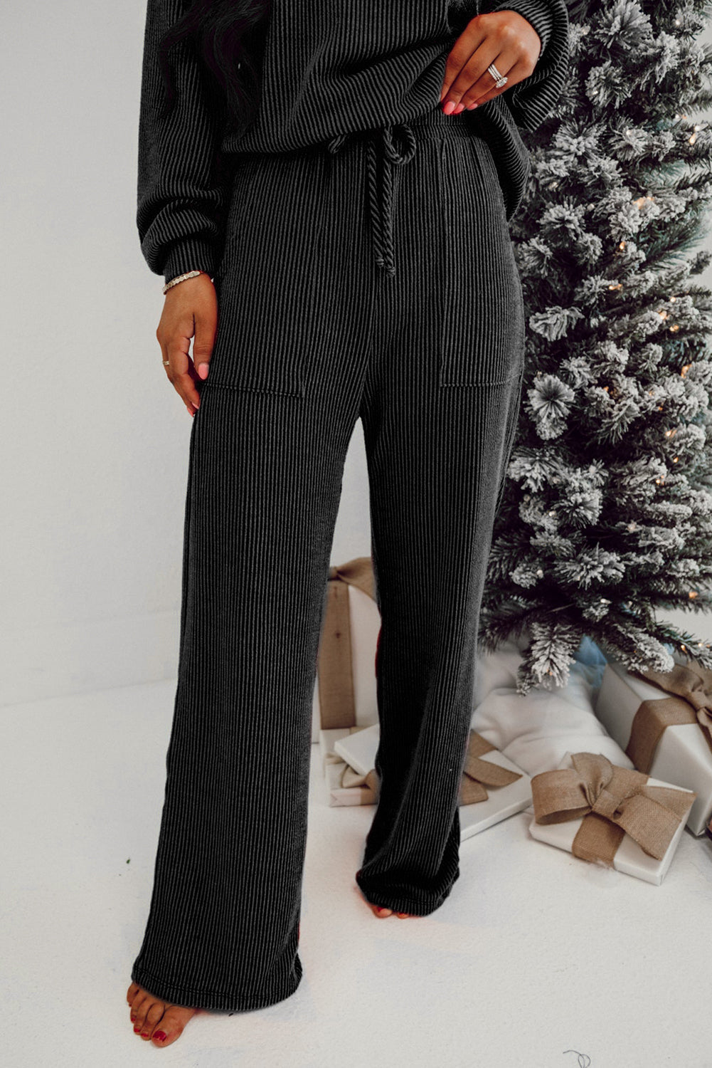 JOLLY Corded Top and Pocketed Pants Set