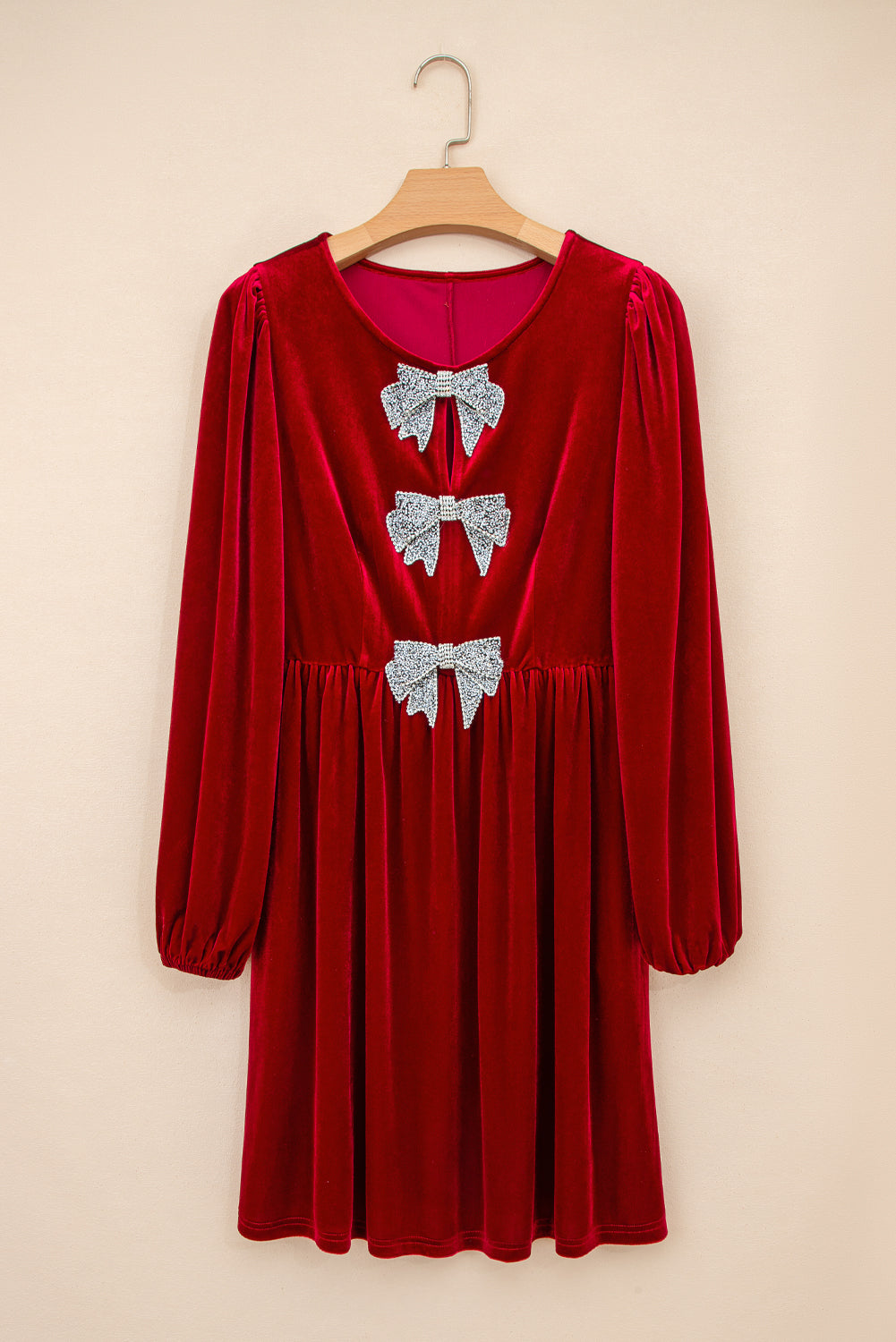 Bow Velvet High Waist Mini Dress