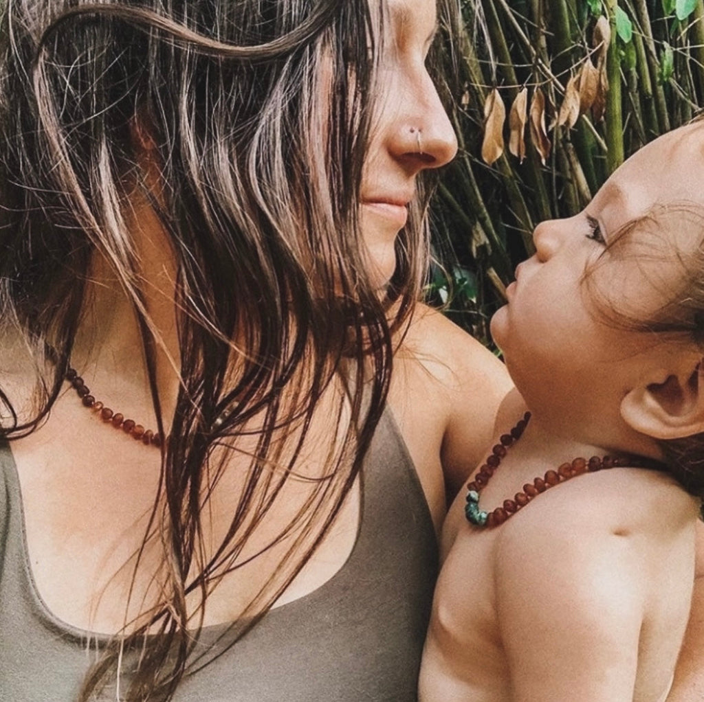 Raw Cognac Baltic Amber + Turquoise Jasper || Necklace Set